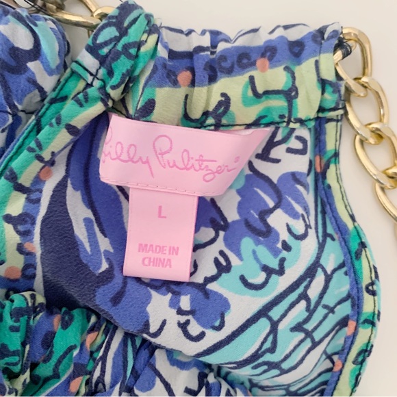 Lilly Pulitzer Top Cabana Silk Escape Artist Halter Sleeveless - Picture 7 of 10